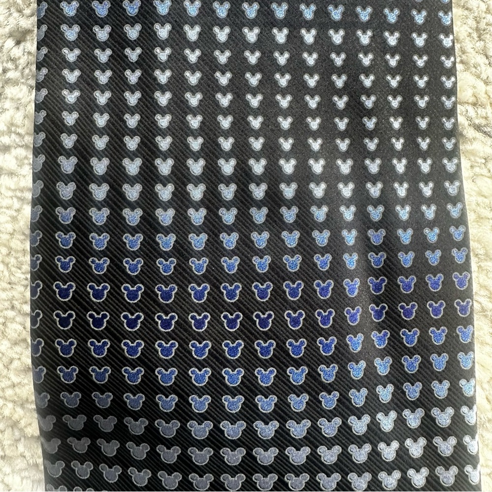 Disney Men's Black Tie with Navy Mickey Ears Pattern